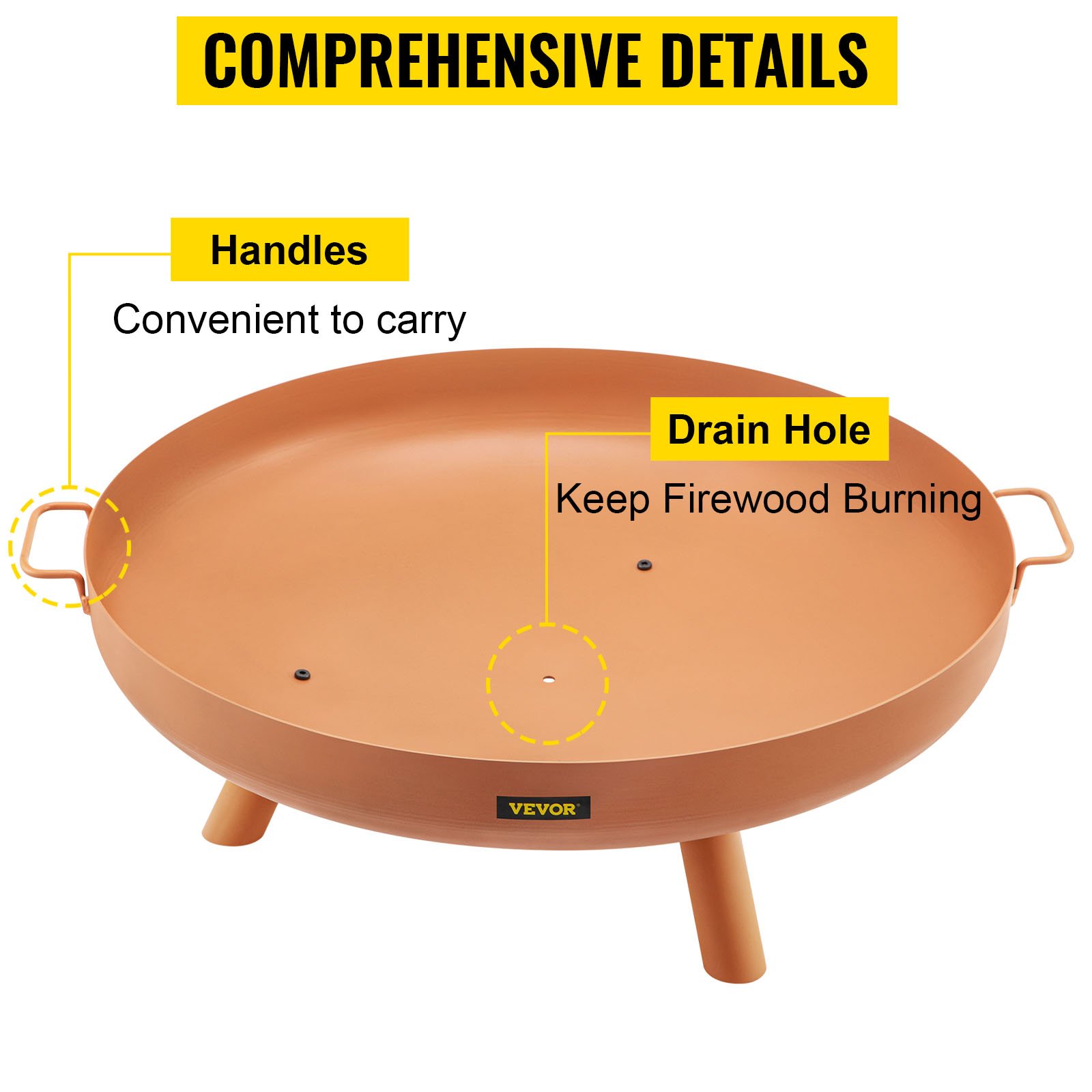 Bol de Feu Extérieur, Acier au Carbone, 77 cm