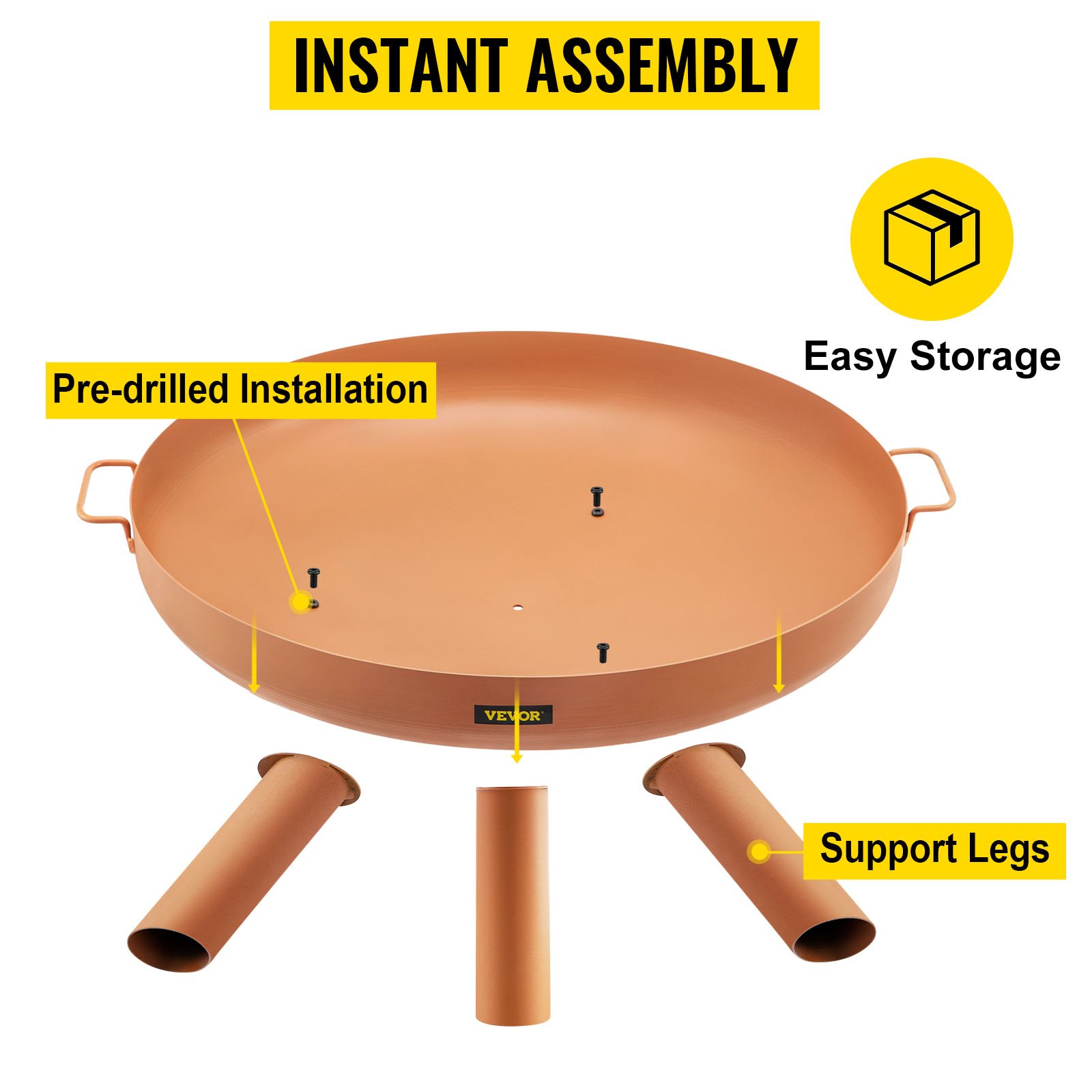 Bol de Feu Extérieur, Acier au Carbone, 77 cm